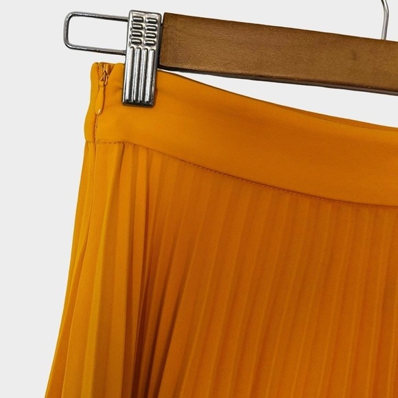 Zara Pleated Midi Skirt Golden Yellow Orange XS Resort Boho Festival - Picture 5 of 11